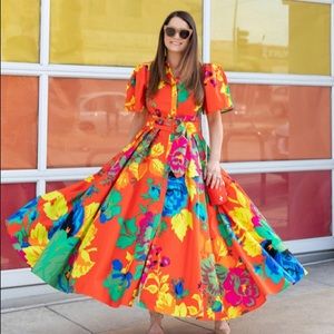 Christopher John Rogers for Target Red Floral Puff Sleeve Maxi Dress Sz 6